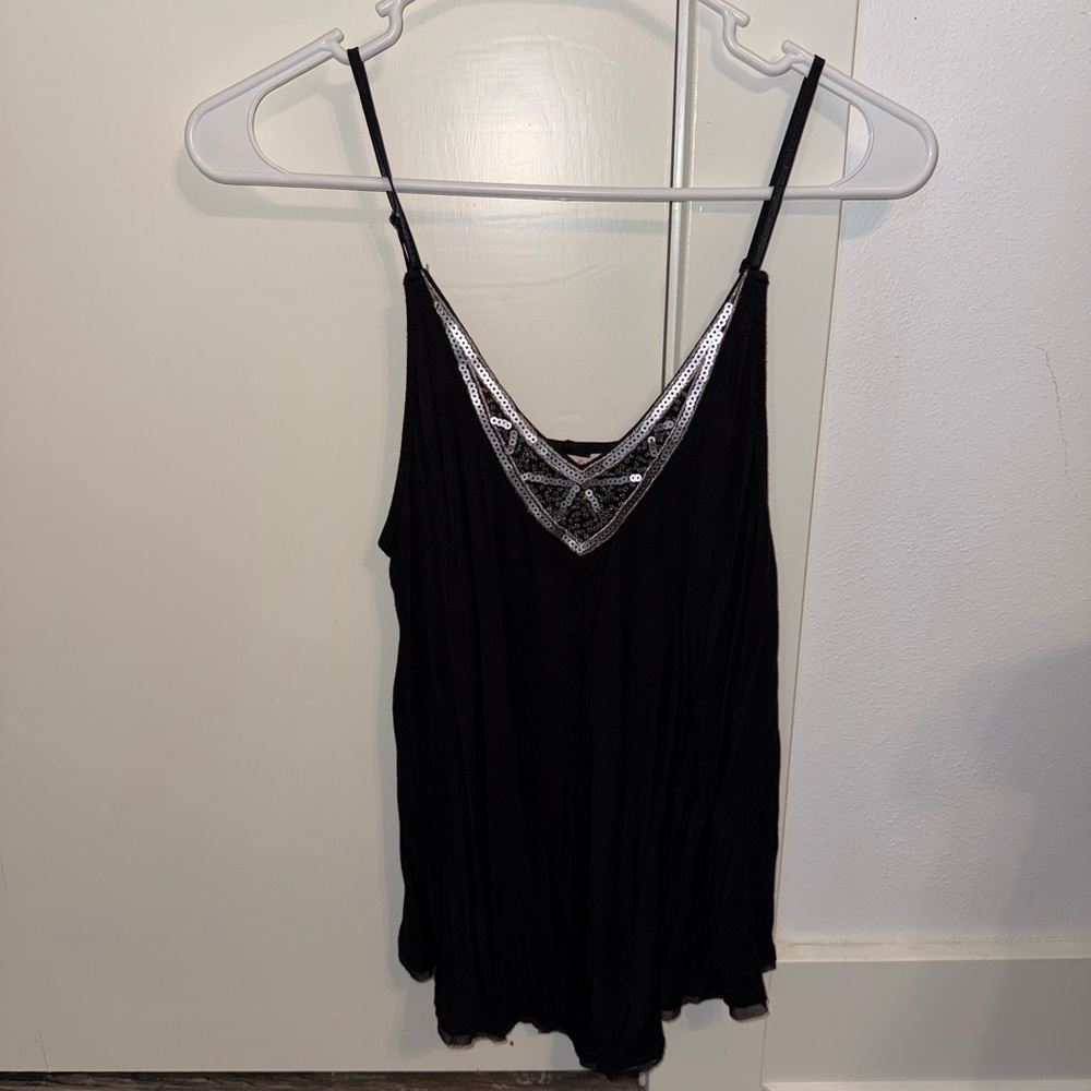 Black Tank Top with Silver Accents